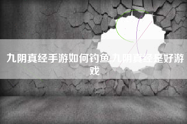 九阴真经手游如何钓鱼,九阴真经是好游戏