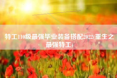 特工110级最强毕业装备搭配2022(重生之最强特工)