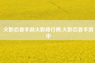 火影忍者手游火影排行榜,火影忍者手游中