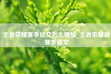 王者荣耀赛季铭文怎么增加_王者荣耀新赛季铭文