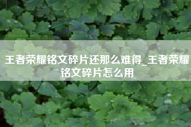 王者荣耀铭文碎片还那么难得_王者荣耀铭文碎片怎么用