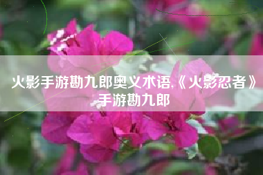 火影手游勘九郎奥义术语,《火影忍者》手游勘九郎