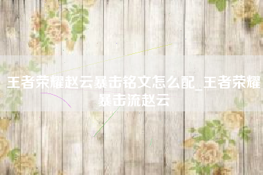 王者荣耀赵云暴击铭文怎么配_王者荣耀暴击流赵云