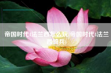 帝国时代4法兰西怎么玩(帝国时代4法兰西骑兵)