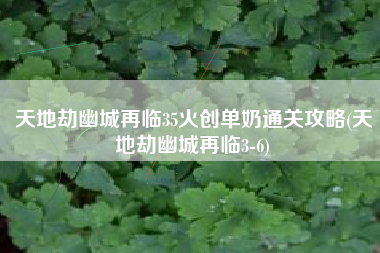 天地劫幽城再临35火创单奶通关攻略(天地劫幽城再临3-6)