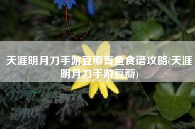 天涯明月刀手游豆瓣青鱼食谱攻略(天涯明月刀手游豆瓣)