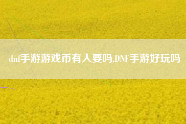 dnf手游游戏币有人要吗,DNF手游好玩吗