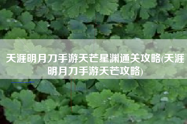 天涯明月刀手游天芒星渊通关攻略(天涯明月刀手游天芒攻略)