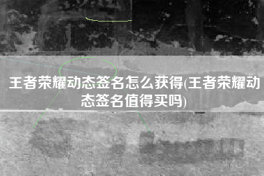 王者荣耀动态签名怎么获得(王者荣耀动态签名值得买吗)