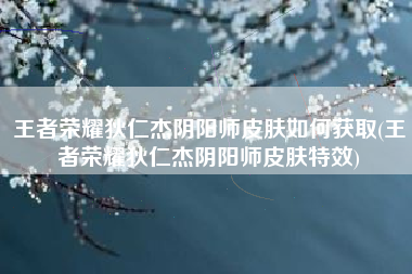 王者荣耀狄仁杰阴阳师皮肤如何获取(王者荣耀狄仁杰阴阳师皮肤特效)