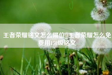 王者荣耀铭文怎么隔位_王者荣耀怎么免费用150级铭文