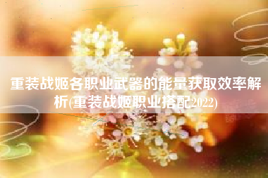 重装战姬各职业武器的能量获取效率解析(重装战姬职业搭配2022)