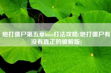 炮打僵尸第五章boss打法攻略(炮打僵尸有没有真正的破解版)