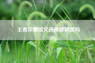 王者荣耀铭文还需要积攒吗