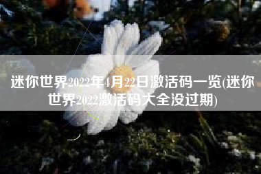 迷你世界2022年4月22日激活码一览(迷你世界2022激活码大全没过期)