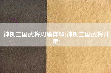 神机三国武将周瑜详解(神机三国武将升星)