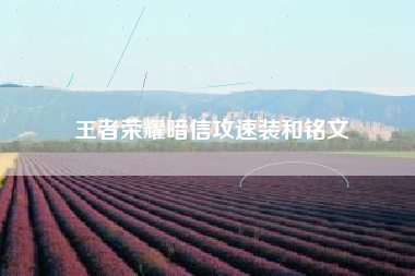 王者荣耀暗信攻速装和铭文
