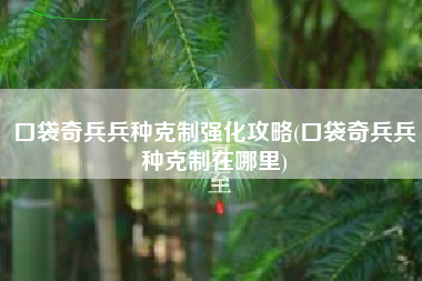 口袋奇兵兵种克制强化攻略(口袋奇兵兵种克制在哪里)