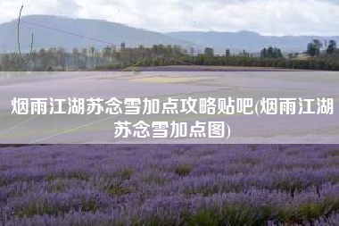 烟雨江湖苏念雪加点攻略贴吧(烟雨江湖苏念雪加点图)