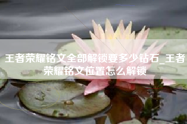 王者荣耀铭文全部解锁要多少钻石_王者荣耀铭文位置怎么解锁