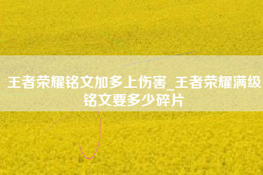 王者荣耀铭文加多上伤害_王者荣耀满级铭文要多少碎片