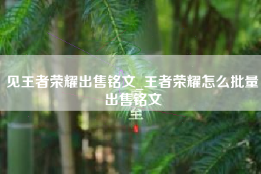 见王者荣耀出售铭文_王者荣耀怎么批量出售铭文