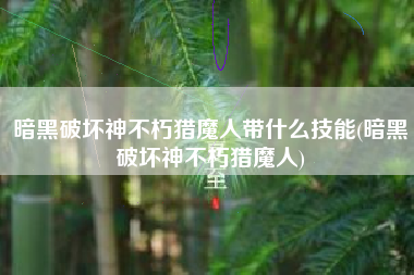 暗黑破坏神不朽猎魔人带什么技能(暗黑破坏神不朽猎魔人)