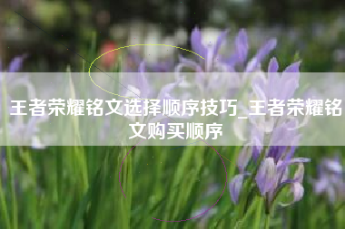 王者荣耀铭文选择顺序技巧_王者荣耀铭文购买顺序