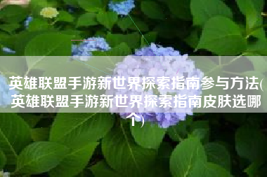 英雄联盟手游新世界探索指南参与方法(英雄联盟手游新世界探索指南皮肤选哪个)