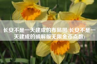 长安不是一天建成的布局图(长安不是一天建成的破解版无限金币点数)