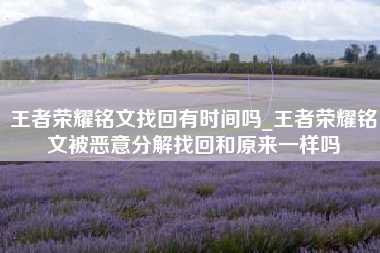 王者荣耀铭文找回有时间吗_王者荣耀铭文被恶意分解找回和原来一样吗