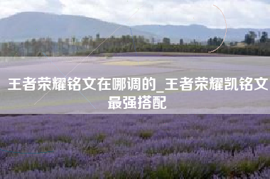 王者荣耀铭文在哪调的_王者荣耀凯铭文最强搭配