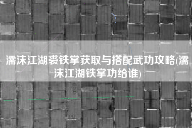 濡沫江湖裘铁掌获取与搭配武功攻略(濡沫江湖铁掌功给谁)