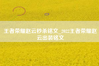 王者荣耀赵云秒杀铭文_2022王者荣耀赵云出装铭文