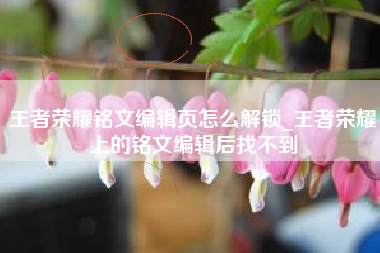 王者荣耀铭文编辑页怎么解锁_王者荣耀上的铭文编辑后找不到