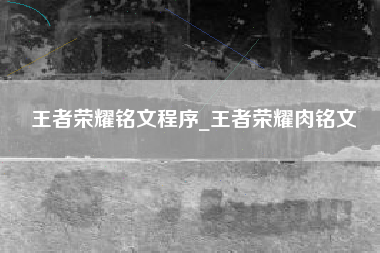王者荣耀铭文程序_王者荣耀肉铭文