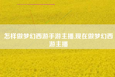 怎样做梦幻西游手游主播,现在做梦幻西游主播