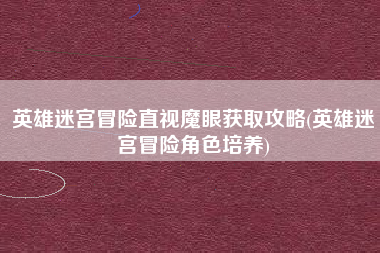 英雄迷宫冒险直视魔眼获取攻略(英雄迷宫冒险角色培养)