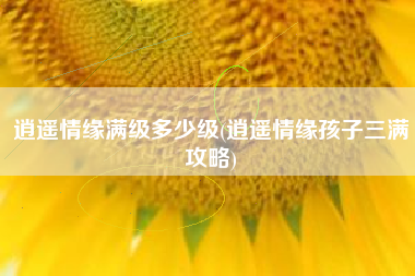 逍遥情缘满级多少级(逍遥情缘孩子三满攻略)
