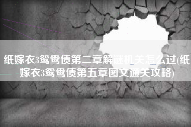 纸嫁衣3鸳鸯债第二章解谜机关怎么过(纸嫁衣3鸳鸯债第五章图文通关攻略)