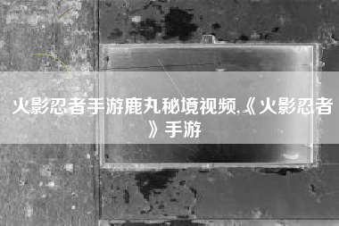 火影忍者手游鹿丸秘境视频,《火影忍者》手游