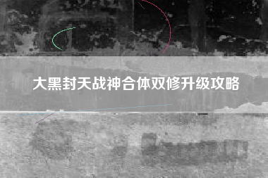 大黑封天战神合体双修升级攻略