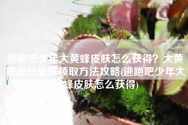 逃跑吧少年大黄蜂皮肤怎么获得？大黄蜂皮肤免费领取方法攻略(逃跑吧少年大黄蜂皮肤怎么获得)