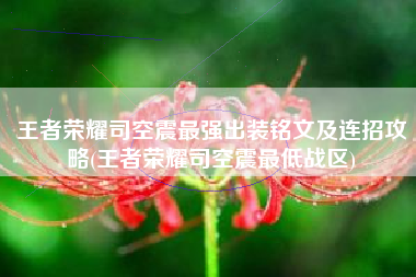 王者荣耀司空震最强出装铭文及连招攻略(王者荣耀司空震最低战区)