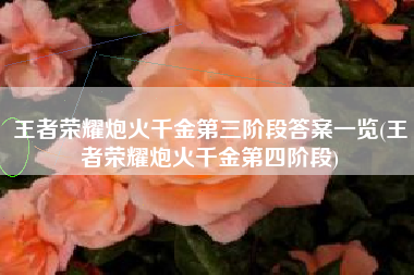 王者荣耀炮火千金第三阶段答案一览(王者荣耀炮火千金第四阶段)
