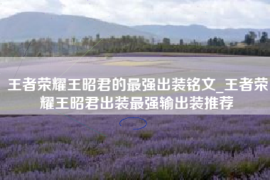 王者荣耀王昭君的最强出装铭文_王者荣耀王昭君出装最强输出装推荐
