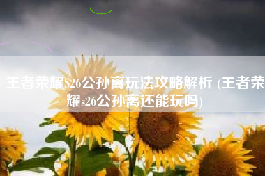 王者荣耀S26公孙离玩法攻略解析 (王者荣耀s26公孙离还能玩吗)