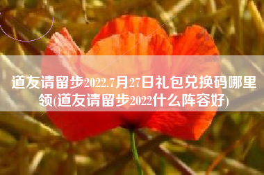 道友请留步2022.7月27日礼包兑换码哪里领(道友请留步2022什么阵容好)