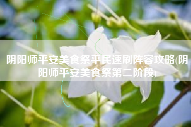 阴阳师平安美食祭平民速刷阵容攻略(阴阳师平安美食祭第二阶段)