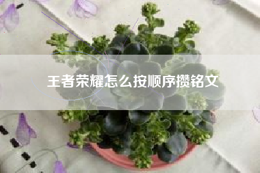王者荣耀怎么按顺序攒铭文